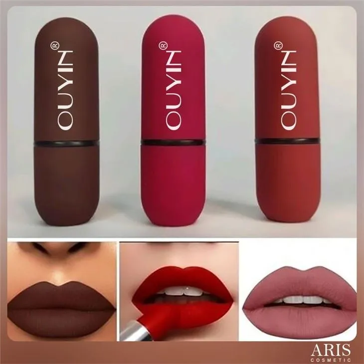Colorful Highly Pigment Ultra Matte Waterproof Lipstick Cosmetic